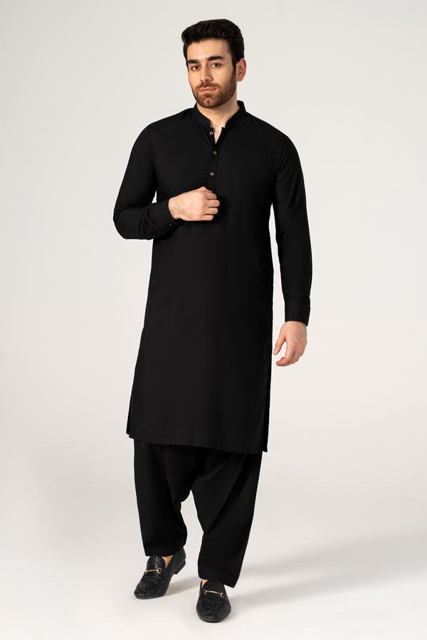 Brandy Wear Special Jet Black Wash & Wear Unstitched Suit  MF-06