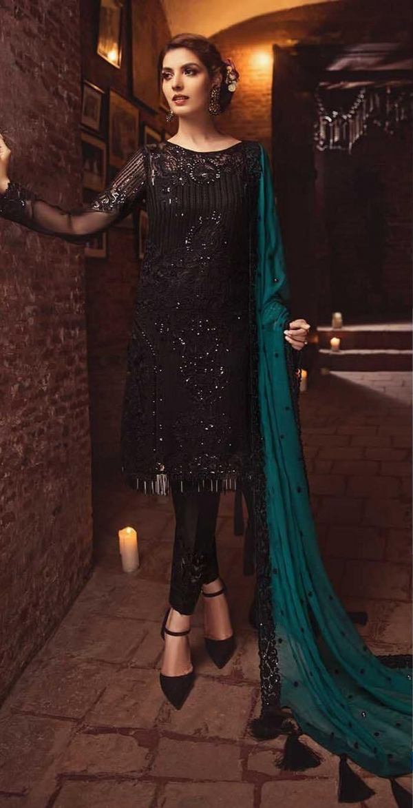 Alnisa Embroidery Collection Fabric: Chiffon 3pc (Unstitch) SA-66