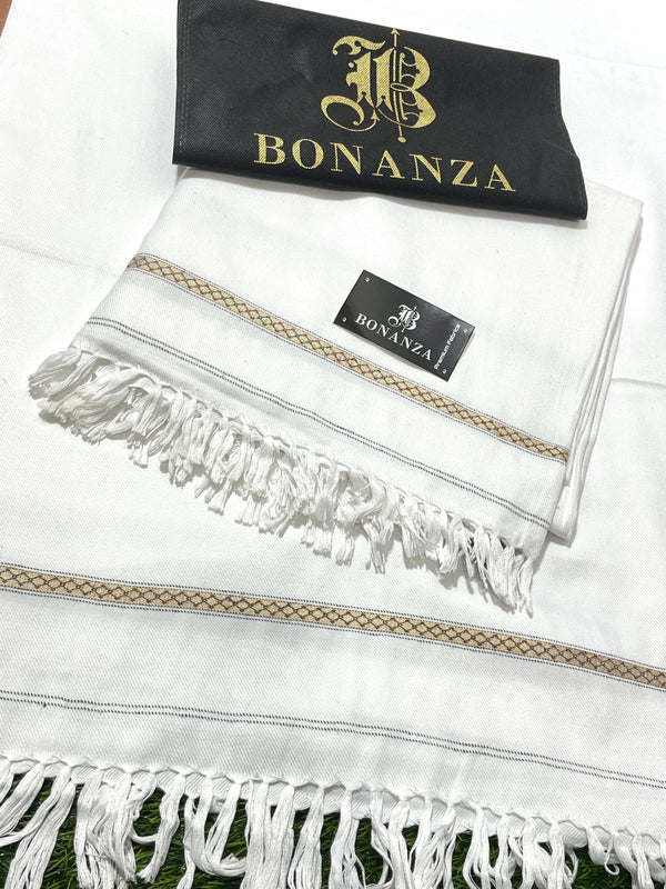 Men's Winter Pashmina Woolen Shawl - (Off White) - IB-26