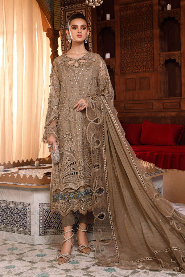 UNSTITCH MBROIDERED - COFFEE / ORGANZA HEAVY DRESS M.B 02
